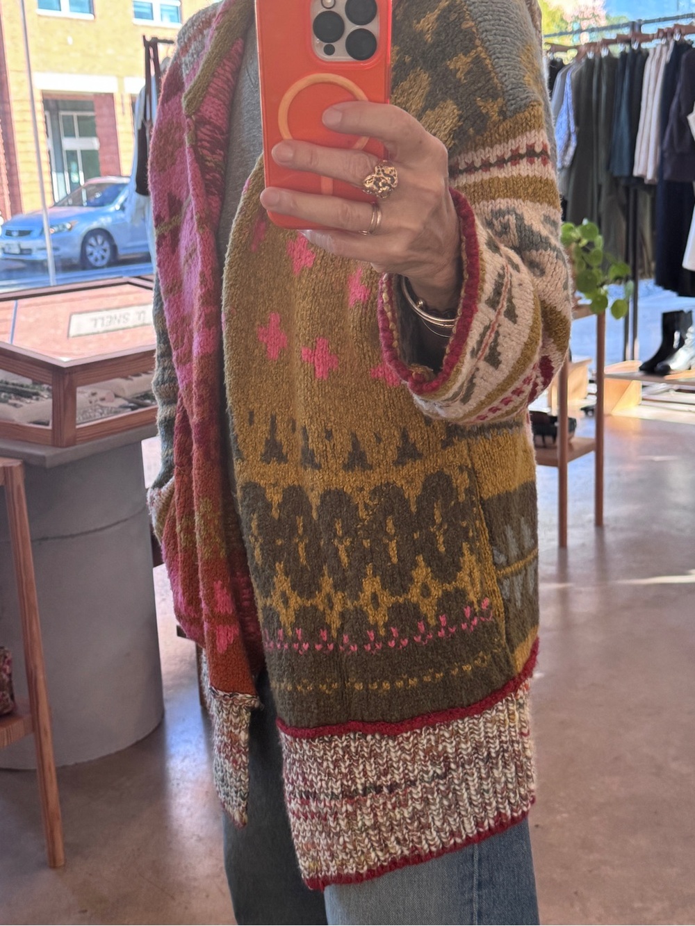 Free People Fair Isle Cotton Wool Wrap Hooded Cardigan - Picture 2 of 10
